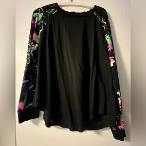 SHEIN Black Sweatshirt with Colorful Splatter Sleeves